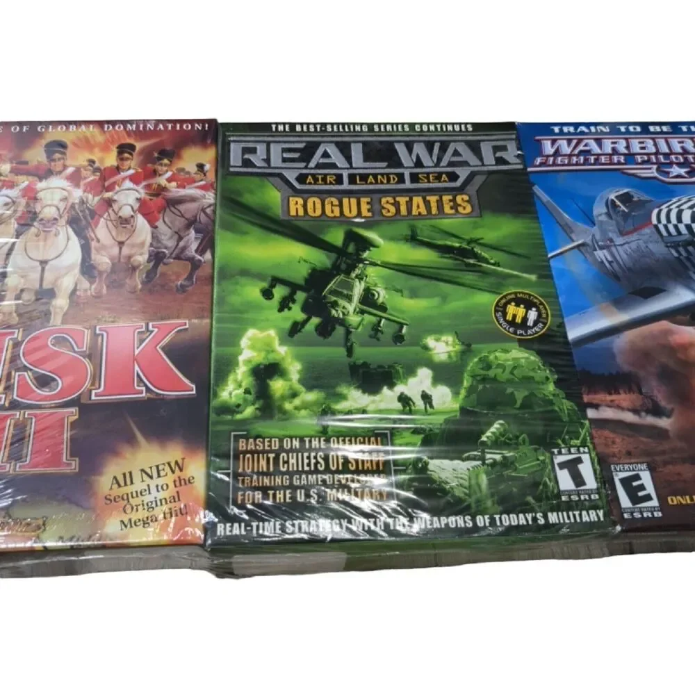 New sealed 3 pack PC CD-ROM Disc games vintage software 2002 Risk II Real Wars